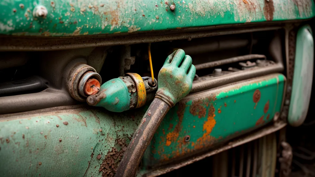 Bornes de batería de coche con sulfatación y corrosión, señal típica de falla eléctrica en un carro usado