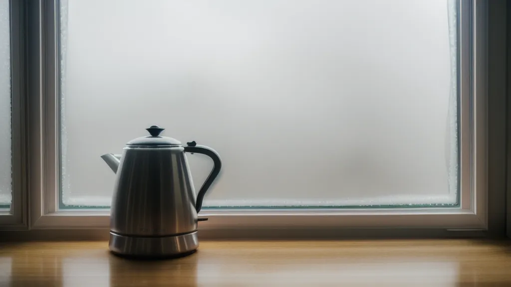 Vapor y ventana empañada en la cocina por un hervidor eléctrico que no corta al hervir