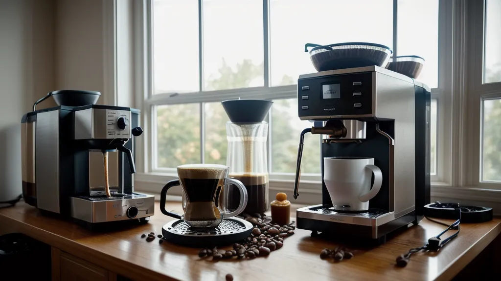 Manos desatornillando la base de una cafetera de goteo durante mantenimiento del hogar